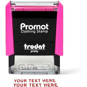 Promot Clothing Stamp - Self Inking Name Stamp for Personalized Shirt, School Uniform, Baby Clothes, Nursing Home, Camp, Custom Labels, and More - Up to 2 Lines of Text, Approx 16 Characters Per Line