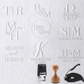 Personalized Library or Wedding Book Name Embosser Stamp | Wedding Embosser | Custom Wreath Embosser with Name | Wedding Gift | Embosser | Wedding Embosser Gift | Monogram Wedding Initial Stamp