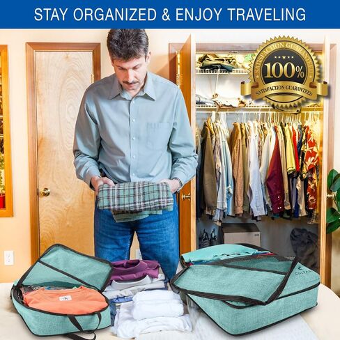 Compression Packing Cubes Travel Luggage-Organizer Set Packs More in Less Space in Saudi Arabia