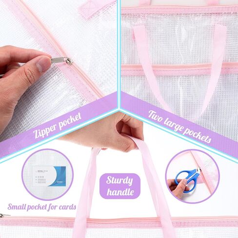 Clysee 5 Pcs Sew Project Bags 16 x 16 Inch Quilting Craft Organizer Storage Bags with Handle and Pocket Jumbo Sew Quilting Mesh Bags for Quilters Knitting Stitching Crafter, 5 Colors(Macaron) in Saudi Arabia