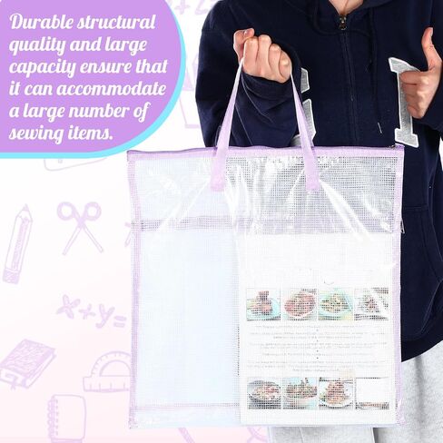 Clysee 5 Pcs Sew Project Bags 16 x 16 Inch Quilting Craft Organizer Storage Bags with Handle and Pocket Jumbo Sew Quilting Mesh Bags for Quilters Knitting Stitching Crafter, 5 Colors(Macaron) in Saudi Arabia