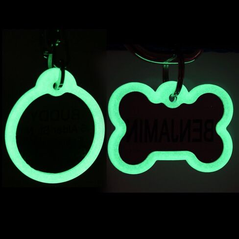 GoTags Personalized Pet ID Tags for Dogs and Cats, Includes Glow in The Dark Silencer to Protect Tag and Engraving, No Noise, Quiet Tags, Front and Backside Engraving, Bone in Kuwait