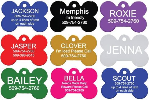 GoTags Personalized Pet ID Tags for Dogs and Cats, Includes Glow in The Dark Silencer to Protect Tag and Engraving, No Noise, Quiet Tags, Front and Backside Engraving, Bone in Kuwait