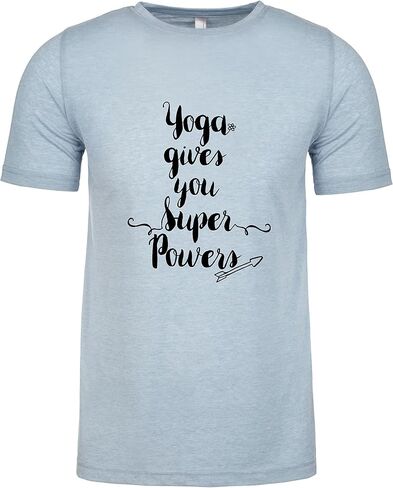 Yoga Gives You Super Powers, Graphic Men's Tee, Funny T Shirt, Shirts with Sayings, Stonewash Blue or Sage (XXL, Stonewash Blue) in Kuwait