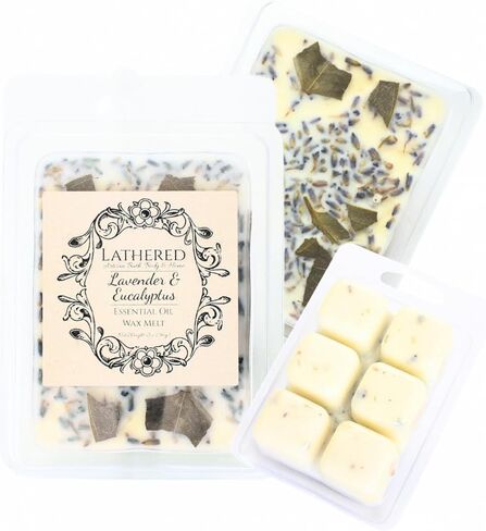 Eucalyptus & Lavender | Natural Essential Oil Soy Wax Melts | Long Lasting up to 16 hours | Home Fragrance, Office | Vegan & Cruelty Free | Room Refresher | Aromatherapy Tarts (Eucalyptus & Lavender) in Kuwait