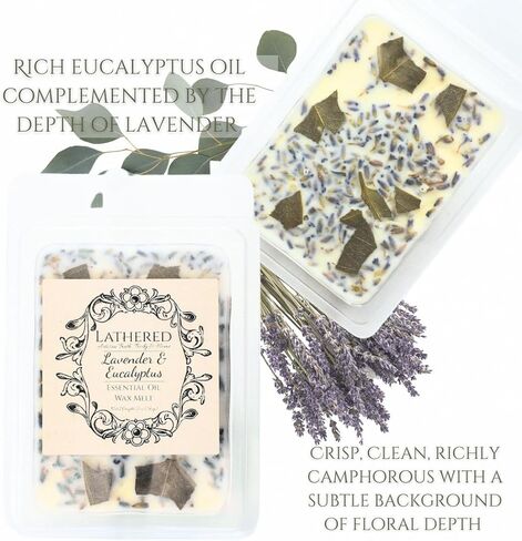 Eucalyptus & Lavender | Natural Essential Oil Soy Wax Melts | Long Lasting up to 16 hours | Home Fragrance, Office | Vegan & Cruelty Free | Room Refresher | Aromatherapy Tarts (Eucalyptus & Lavender) in Kuwait