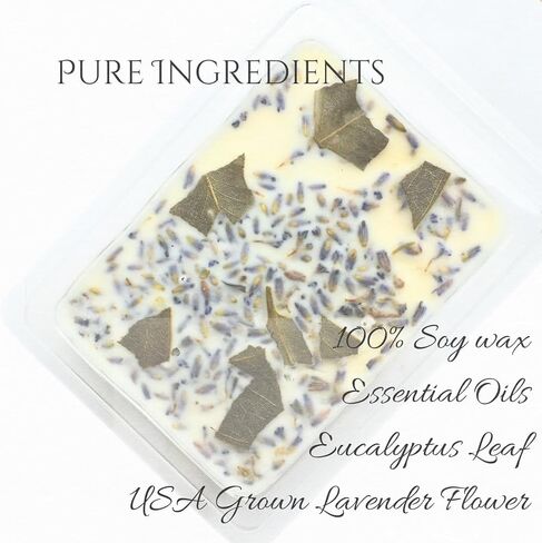 Eucalyptus & Lavender | Natural Essential Oil Soy Wax Melts | Long Lasting up to 16 hours | Home Fragrance, Office | Vegan & Cruelty Free | Room Refresher | Aromatherapy Tarts (Eucalyptus & Lavender) in Kuwait