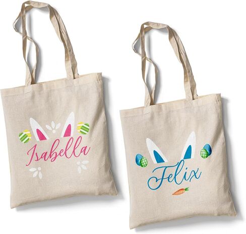 Personalized Custom Easter Basket For Girls Boys Kids Babies Custom Kids Easter Tote Bags Custom Easter Bag Custom Name Easter Basket Customized Candy Egg Easter Bunny Tote Bags Easter (Design 5) in Kuwait