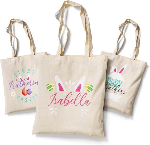 Personalized Custom Easter Basket For Girls Boys Kids Babies Custom Kids Easter Tote Bags Custom Easter Bag Custom Name Easter Basket Customized Candy Egg Easter Bunny Tote Bags Easter (Design 5) in Kuwait