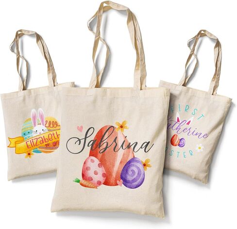 Personalized Custom Easter Basket For Girls Boys Kids Babies Custom Kids Easter Tote Bags Custom Easter Bag Custom Name Easter Basket Customized Candy Egg Easter Bunny Tote Bags Easter (Design 5) in Kuwait