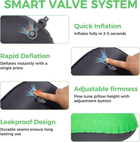 ATEPA Ultralight Inflatable Pillow - Camping Travel, 2oz Insulated Compact, Comfortable, Inflating Pillows for Neck & Lumbar Support for Hiking, Backpacking in Saudi Arabia