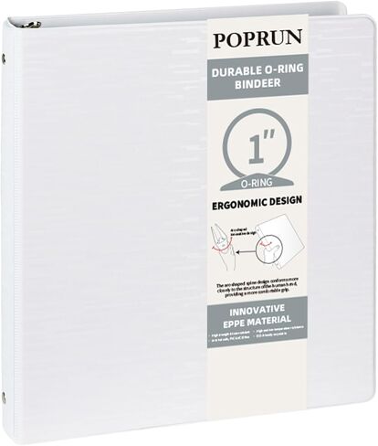 POPRUN 3 Ring Binder 1 Inch, PVC-Free Durable Organizer with 2 Inside Pockets for School & Office, Heavy-Duty Binder Holds 175 Sheets (8.5" x 11" Paper), 1 Pack, Pink in Kuwait