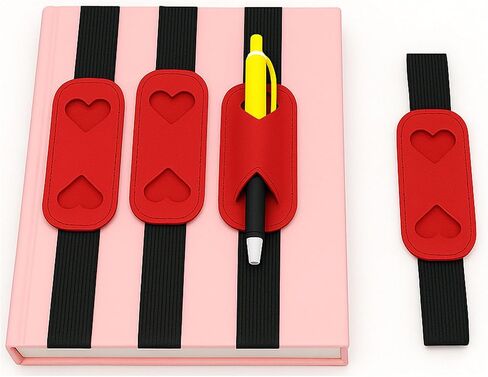 4 Pcs Elastic Heart Pen Holder for Notebook, Planner Accessories in Kuwait