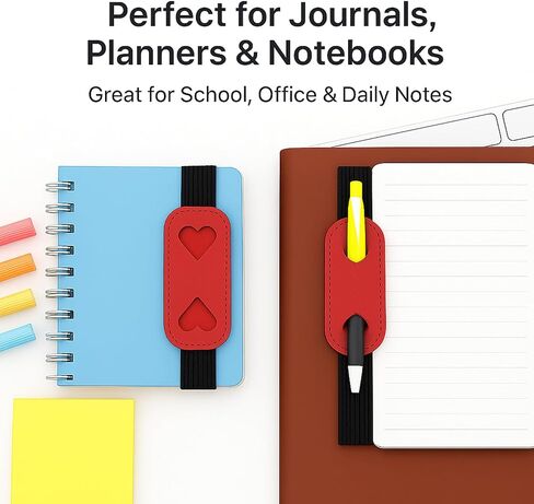 4 Pcs Elastic Heart Pen Holder for Notebook, Planner Accessories in Kuwait