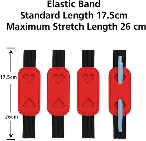 4 Pcs Elastic Heart Pen Holder for Notebook, Planner Accessories in Kuwait