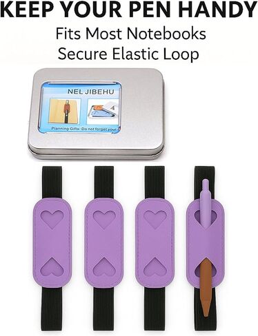 4 Pcs Elastic Heart Pen Holder for Notebook, Planner Accessories in Kuwait