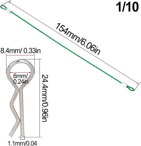 8pack Metal Clip R Pin Pin Rod مع Rope Rope Rop Rec Rc Shell Clip سلك 1/8 1/10 RC Car متوافق مع Traxxas HSP ARRMA REDCAT (ألوان مختلطة) in Kuwait