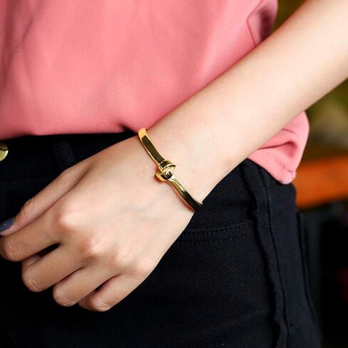 WISTIC Gold Bracelet for Women with Love Jewelry Stainless Steel Knot Tie Bangle Cuff Chunky Clover Heart Gold Rose Gold Silver Plated Bracelets for Girls in Saudi Arabia