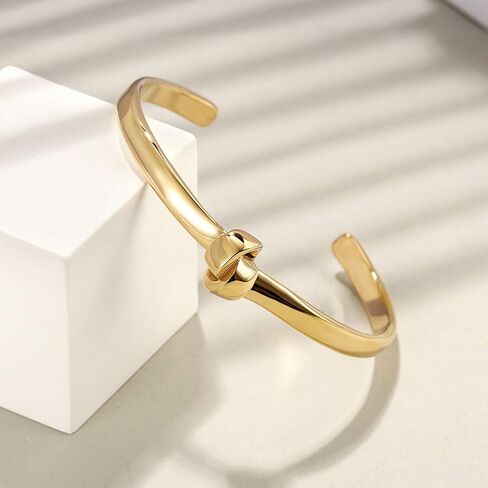 WISTIC Gold Bracelet for Women with Love Jewelry Stainless Steel Knot Tie Bangle Cuff Chunky Clover Heart Gold Rose Gold Silver Plated Bracelets for Girls in Saudi Arabia