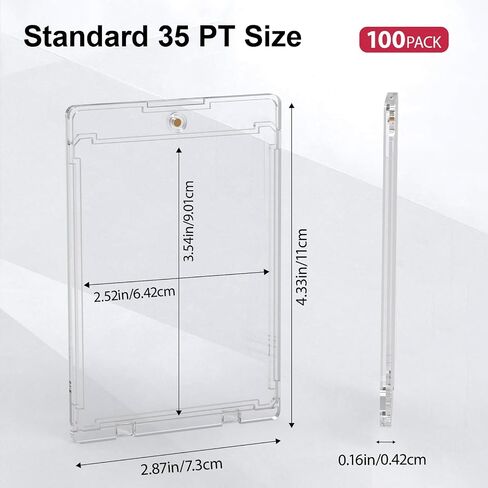 100ct Magnetic Card Holder, 35pt One Card Touch Holders for Trading Cards, U-V Protection Card Display Case Protectors Sleeves Hard Plastic Cover for Sports Game in Saudi Arabia