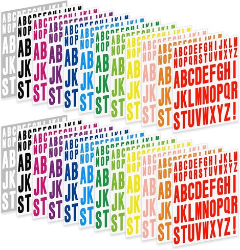 24 Sheets Letter Stickers 1272 Pcs Alphabet Sticker,1inch 2inch Self Adhesive Vinyl Letter Stickers Aesthetic Waterproof Decals for Scrapbooking,Water Bottles,Cup,Poster,Bulletin Board (Multicolor) in Kuwait