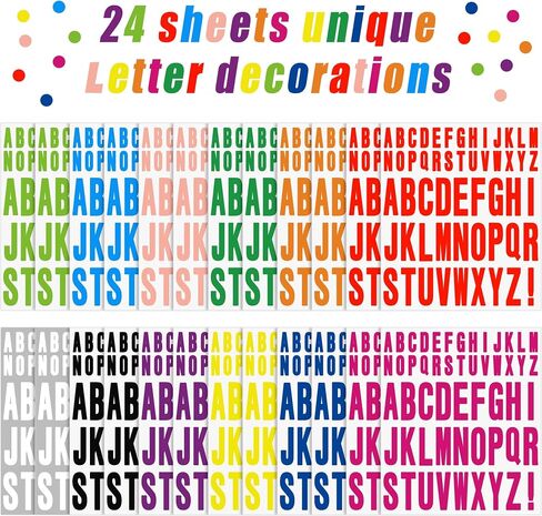 24 Sheets Letter Stickers 1272 Pcs Alphabet Sticker,1inch 2inch Self Adhesive Vinyl Letter Stickers Aesthetic Waterproof Decals for Scrapbooking,Water Bottles,Cup,Poster,Bulletin Board (Multicolor) in Kuwait