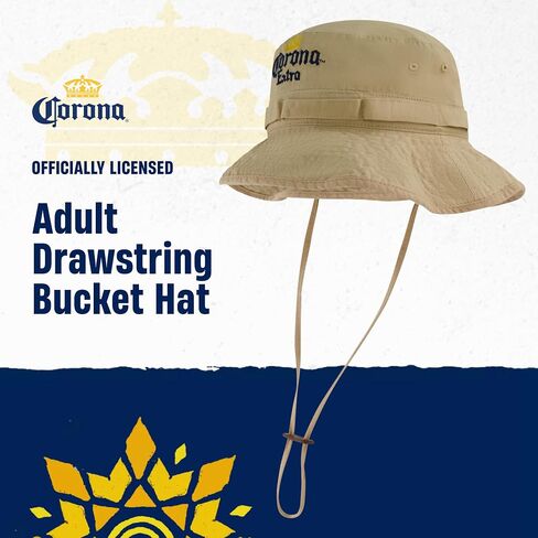 Corona Bucket Hat, Packable Travel Hat, Cotton Wide Brim Summer Cap with Adjustable Drawstring, Khaki, One Size in Saudi Arabia
