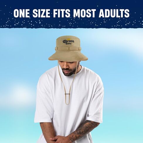 Corona Bucket Hat, Packable Travel Hat, Cotton Wide Brim Summer Cap with Adjustable Drawstring, Khaki, One Size in Saudi Arabia