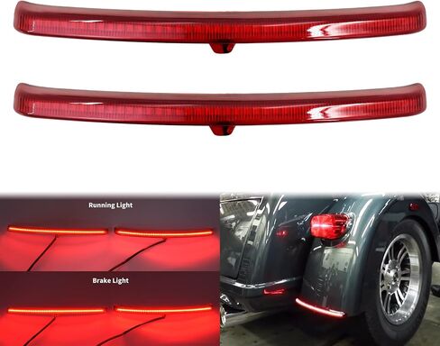 HDBUBALUS دراجة نارية الخلفية الحاجز شفرات Led الذيل ضوء الفرامل وقف تشغيل مصباح ل Harley Touring Trike Glide 2009-2021 (اللون: أحمر) in Saudi Arabia