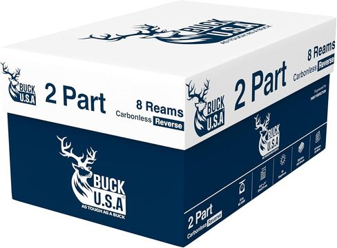 Buck 2 Part Reverse Carbonless NCR Paper, 8 Reams, 8.5" x 11" Collated Paper, 4000 Sheets, CF Canary/CB White - Ideal for Laser & Digital Printers & Perfect for Professional Duplicates in Saudi Arabia
