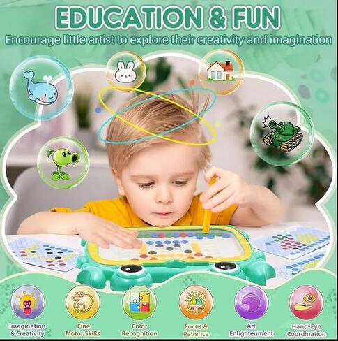 Magnetic Dots Board, Magnetic Drawing Board for Toddlers, Magnetic Drawing Board for Kids, Magnetic Dot Art with Magnetic Pen,Magnetic Tablet Toy for Airplane & Car Ride Activities for Kids (Cyan) in Saudi Arabia