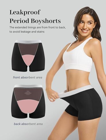 Period Underwear for Women Boyshort High Waisted Period Panties Heavy Flow Overnight Period Shorts Leakproof 2 Pack in Kuwait