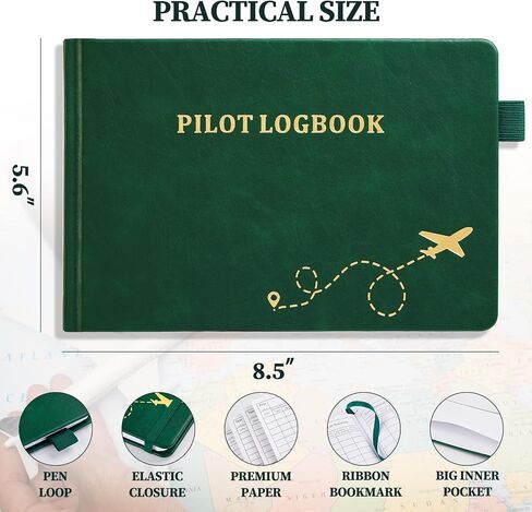 JUBTIC Pilot Logbook, Flight Log Book with 112 Pages to Record 48 Flights, Pilot Log Book for Professional, Student Pilots, Aviation Logbook(5.6 * 8.5")- Black in Saudi Arabia
