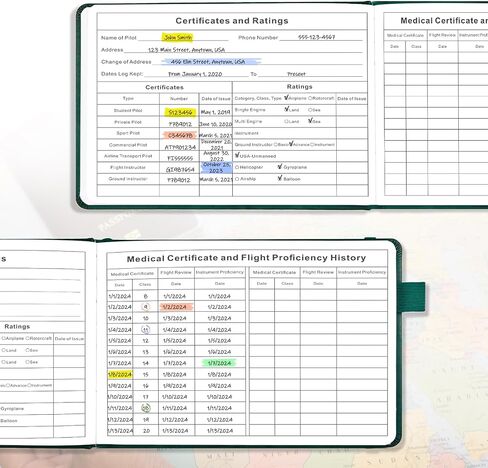 JUBTIC Pilot Logbook, Flight Log Book with 112 Pages to Record 48 Flights, Pilot Log Book for Professional, Student Pilots, Aviation Logbook(5.6 * 8.5")- Black in Saudi Arabia