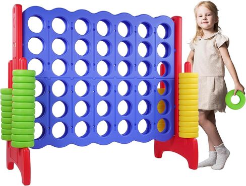 Giant 4-in-A-Row Connect Game Outdoor, 3.5FT Jumbo 4-to-Score Yard Game for Kids & Adults, 42 Rings & Quick-Release Slider in Saudi Arabia