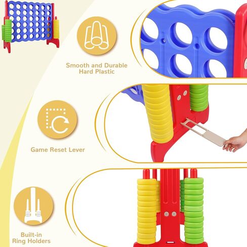 Giant 4-in-A-Row Connect Game Outdoor, 3.5FT Jumbo 4-to-Score Yard Game for Kids & Adults, 42 Rings & Quick-Release Slider in Saudi Arabia