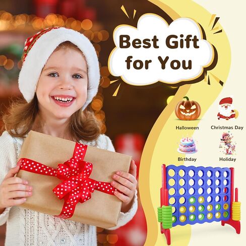 Giant 4-in-A-Row Connect Game Outdoor, 3.5FT Jumbo 4-to-Score Yard Game for Kids & Adults, 42 Rings & Quick-Release Slider in Saudi Arabia