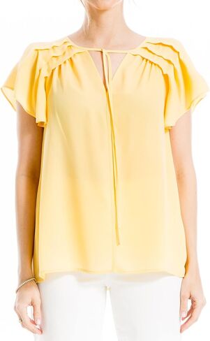 Max Studio Women's Crepe Flutter Blouse in Saudi Arabia