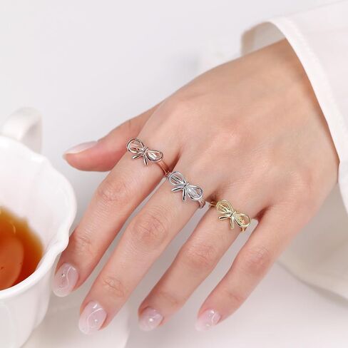 Meissa Bow Rings Rings Infinity for Women Girls Mother Mother Gold Bowknot Rings Sterling Silver Bowtie Knot Breat in Kuwait