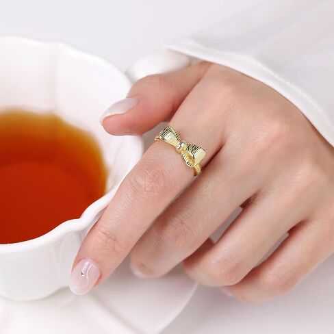 Meissa Bow Rings Rings Infinity for Women Girls Mother Mother Gold Bowknot Rings Sterling Silver Bowtie Knot Breat in Kuwait
