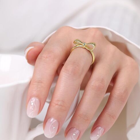 Meissa Bow Rings Rings Infinity for Women Girls Mother Mother Gold Bowknot Rings Sterling Silver Bowtie Knot Breat in Kuwait