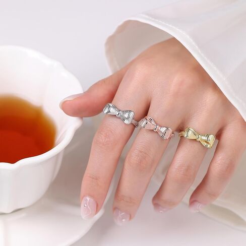 Meissa Bow Rings Rings Infinity for Women Girls Mother Mother Gold Bowknot Rings Sterling Silver Bowtie Knot Breat in Kuwait