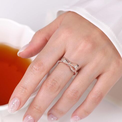 Meissa Bow Rings Rings Infinity for Women Girls Mother Mother Gold Bowknot Rings Sterling Silver Bowtie Knot Breat in Kuwait