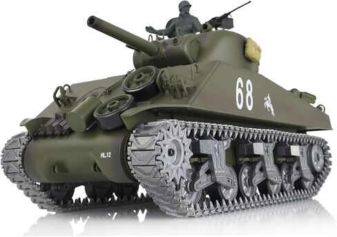 TOUCAN RC HOBBY Henglong 1/16 Customized 7.0 M4A3 Sherman RC Tank 3898 Barrel Recoil 360° Metal in Kuwait
