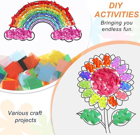 MECCANIXITY 6000Pcs Colored Tissue Paper Squares, 1x1 Inch 30 Assorted Colors Bleeding Crepe Art Paper for Crafts, Collage Supplies in Saudi Arabia