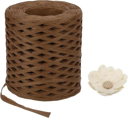 MECCANIXITY Raffia Paper Craft Ribbon 200m/656ft String Kraft Packing for Gift Wrapping, Packing, Crafting Supplies Coffee in Saudi Arabia