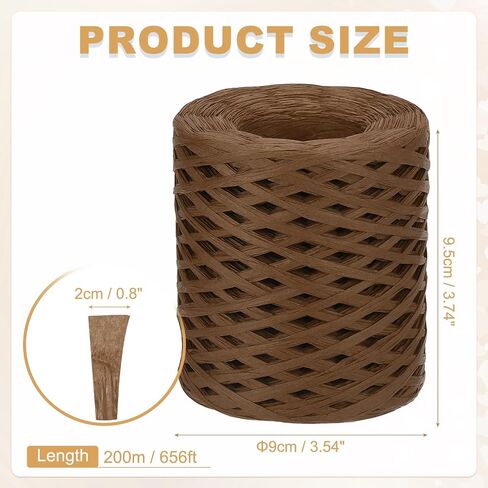 MECCANIXITY Raffia Paper Craft Ribbon 200m/656ft String Kraft Packing for Gift Wrapping, Packing, Crafting Supplies Coffee in Saudi Arabia