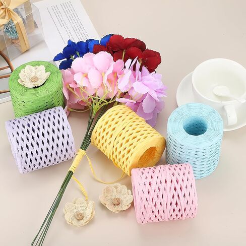 MECCANIXITY Raffia Paper Craft Ribbon 200m/656ft String Kraft Packing for Gift Wrapping, Packing, Crafting Supplies Coffee in Saudi Arabia