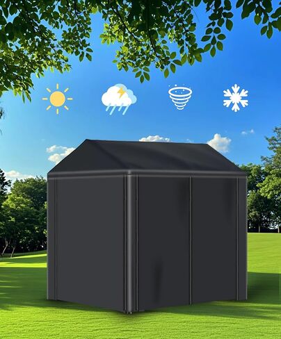 Outdoor Dog Kennel Cover 8'Dx4'Wx6'H Black Heavy-Duty Waterproof Dog Kennels Cover - Length-Adjustable Large Dog Kennel Covers （Cover Only） in Kuwait