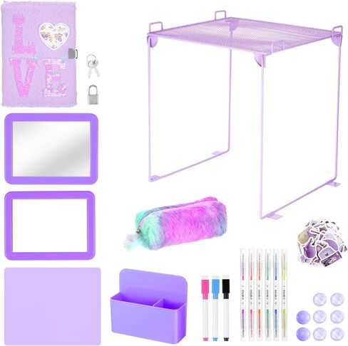 25PCS Locker Organizer Accessories, Pink Locker Accessories Kit, Locker Decorations, Magnetic Locker Accessories Set, Locker Decor, Back to School Essentials, with Locker Shelf, Secret Notebook, etc. in Saudi Arabia